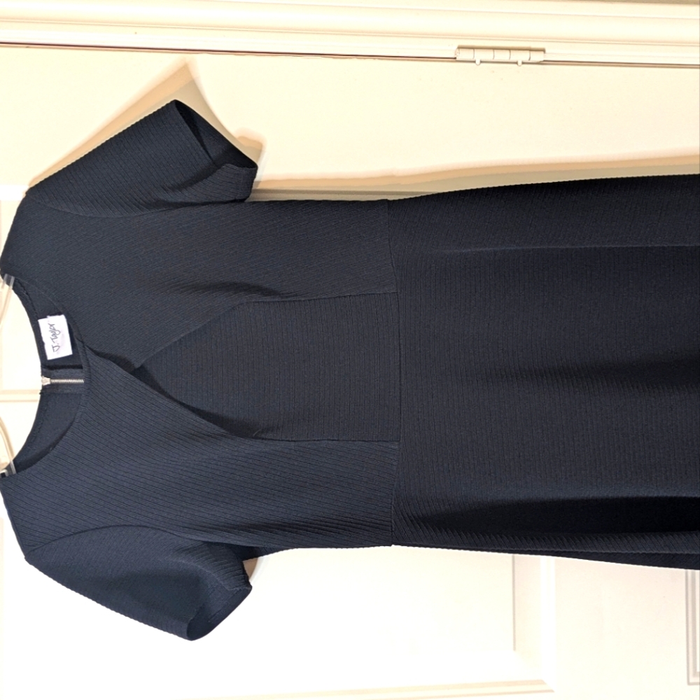 Elegant Black Knee Length, Short Sleeve Dress